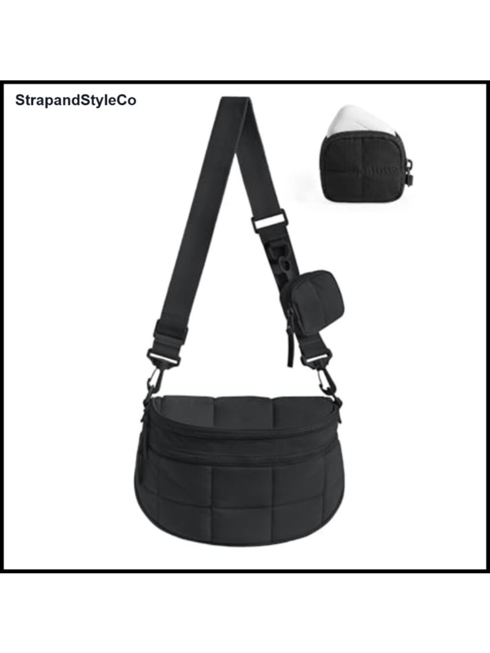 Quilted Puffer Crossbody Bum Bag Sling with Detachable Pouch
